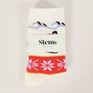 Stems Women's Socks One Size Ski Wool Blend Ankle Socks Ivory Snow Warm Gift New